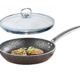 Granit Tava 18 Cm Cam Kapaklı
