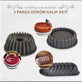 Granite Döküm Kek Kalıbı Seti, 3'lü, Şık ve Dayanıklı Mutfak Aksesuarı - Seçenek 1 - Antrasit