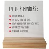 grapehiker Positive Little Reminders You are Enough Desk Ahşap Standlı Ahşap Tabela, Kolej Kızları için Yurt Tabelaları, Ofis Yurt Odası Masası için İlham Verici İşaretler Dekoru, Üniversite Öğrencileri için