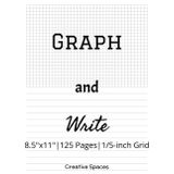 Graph and Write: 1/5 inch Grid Paper, 5x5, 125 Pages (8.5x11), 50/50 Graph Paper and Lined Pages, Creative Notebook