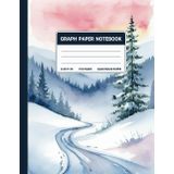 Graph Paper Composition Notebook: Quad Ruled 5x5 Snowy Mountains Winter Landscape Watercolor Painting. For Students, Teachers. College, School, Office & Work