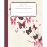 Graph Paper Notebook: Watercolor Rose Purple Butterflies, Math and Science Grid Paper Composition Notebook - 7.5x9.25 inches, 120 pages, Quad Ruled 5x5 (5 squares per inch)/College...