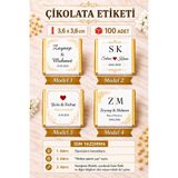 Graphy Kişiye Özel Madlen Çikolata Etiketi Nişan Düğün Söz Nikah İsimli Baskılı Sticker Etiket Kare