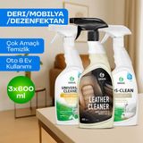 Grass 3'lü Yüzey Bakım Seti Deri Temizleyici Mobilya Bakım Spreyi ve Dezenfektan Ev Ofis İçin - 1800 ML