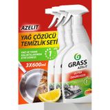 GRASS Azelit Yağ Ve Kireç Sökücü Sprey (3 X 600 ML) - Hızlı Etkili, Çok Amaçlı, Eldiven Hediye