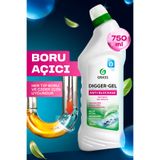 GRASS Digger Gel Turbo 750 ml | Profesyonel Gider Açıcı Jel - Saç, Yağ, Sabun Tıkanıklığı İçin