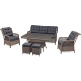 Grass Garden Açelya Rattan 3 1 1 Masa Bahçe Balkon Mobilyası Alüminyum Üzeri Örgü Rattan