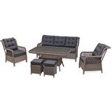 Grass Garden Açelya Rattan 3 1 1 ve Masa Bahçe Balkon Mobilyası Açık Gri ve Cappuccino