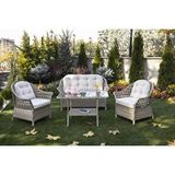 Grass Garden Orkide Rattan 2 1 1 ve Masa Bahçe Balkon Mobilyası Oturma Takımı Naturel