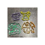 GRAT3D Pokemon Temalı 4 lü Kurabiye Kalıbı Seti Pikachu, Charizard, Gengar & Bulbasaur