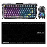 Gravastar K1 Lite Mekanik Gaming Klavye, M2 Kablosuz Optik Mouse ve Mousepad Oyuncu Seti (Stealth Black)