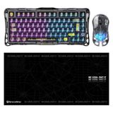 Gravastar K1 Lite Mekanik Gaming Klavye, M2 Kablosuz Optik Mouse ve Mousepad Oyuncu Seti, Transparen
