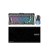 Gravastar K1 Lite Mekanik Gaming Klavye, M2 Kablosuz Optik Mouse ve Mousepad Oyuncu Seti, Transparent Black - Şeffaf