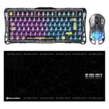 Gravastar K1 Lite Mekanik Gaming Klavye, M2 Kablosuz Optik Mouse ve Mousepad Oyuncu Seti (Transparent Black)