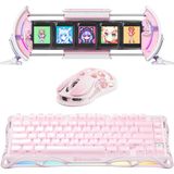 Gravastar K1 Mekanik Gaming Klavye, M1 Pro Kablosuz Optik Mouse ve Dijital Resim Çerçevesi Oyuncu Seti, Sakura Pink - Pembe