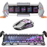 Gravastar K1 Pro Mekanik Gaming Klavye, x Pro Kablosuz Optik Mouse ve Dijital Resim Çerçevesi Oyuncu Seti, Cyberpunk - Gri