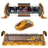 Gravastar K1 Pro Mekanik Gaming Klavye, XPro Kablosuz Optik Mouse ve Dijital Resim Çerçevesi Oyuncu Seti (Battle-Worn Yellow)