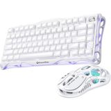 GravaStar Mercury K1 Kablosuz Mekanik Gaming İngilizce Q Klavye ve M2 Kablosuz Optik Mouse Seti, Opaline White