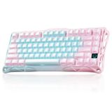 GravaStar Mercury K1 Lite %75 Mekanik Oyun Klavyesi, 2.4GHz/BT5.0/Type-C Mekanik Klavye, QWERTY, Sıcak Değiştirilebilir Kablosuz Oyun Klavyesi %75 - Aurora Mist