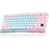 GravaStar Mercury K1 Lite %75 Mekanik Oyun Klavyesi, 2.4GHz/BT5.0/Type-C Mekanik Klavye, QWERTY, Sıcak Değiştirilebilir Kablosuz Oyun Klavyesi %75 - Aurora Mist