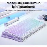 GravaStar Mercury K1 Lite RGB Kablosuz Mekanik Gaming Klavye, Türkçe Q, Crystal Aurora