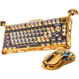 Gravastar Mercury K1 Pro Kablosuz Rgb Işıklı Mekanik Gaming Ingilizce Q Klavye ve M1 Pro Kablosuz Optik Mouse Seti, Battle-Worn Yellow - Sarı