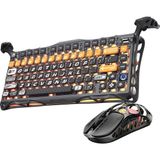 Gravastar Mercury K1 Pro+X Kablosuz Rgb Işıklı Mekanik Q Gaming Klavye ve Optik Mouse Seti, Cyberflare - Turuncu