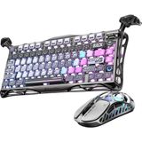 Gravastar Mercury K1 Pro+X Kablosuz Rgb Işıklı Mekanik Q Gaming Klavye ve Optik Mouse Seti, Special Edition, Cyberpunk - Gümüş - Gri