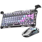 GravaStar Mercury Oyuncu K1 Pro Klavye+Mercury X Mouse, 2.4Ghz Wireless, Bluetooth, Kablolu, RGB Aydınlatmalı, Mekanik, İngilizce Q, Gaming Klavye ve Optik Mouse Seti (Cyberpunk)