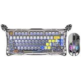 GravaStar Mercury Oyuncu K1 Pro Klavye+Mercury X Mouse, 2.4Ghz Wireless, Bluetooth, Kablolu, RGB Aydınlatmalı, Mekanik, İngilizce Q, Gaming Klavye ve Optik Mouse Seti (Uzay Gri)