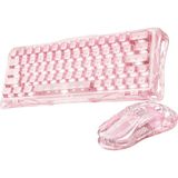 GravaStar Mercury V60 Kablolu Manyetik Gaming İngilizce Q Klavye ve M2 Kablosuz Optik Mouse Seti, Crystal Rose