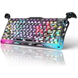 Gravastar Mercury V75 Pro He Hall Effect Manyetik Switch Gaming Klavye, Hot-Swappable, Rapid Trigger, 8000Hz, 0.125MS Ultra Düşük Gecikme, Kablolu, Rgb Işıklı, Ingilizce Q, Neon Graffiti - Renk - 001-Renkli