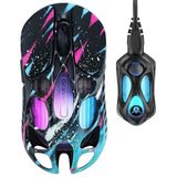 GravaStar Mercury X Pro Kablosuz Oyun Faresi - 32.000 DPI PAW 3950 Sensör, 8.000Hz Yoklama Hızı, Magnezyum Alaşımlı İçi Boş Çerçeve, RGB Aydınlatma, 5 Programlanabilir Düğme, Üç Modlu (Neon Graffiti)