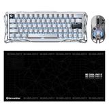 Gravastar V60 Pro Manyetik Kablolu Gaming Klavye, XPro Kablosuz Optik Mouse ve Mousepad Oyuncu Seti (Chrome Silver)