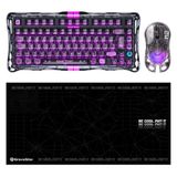 Gravastar V75 Lite Manyetik Kablolu Gaming Klavye, M2 Kablosuz Optik Mouse ve Mousepad Oyuncu Seti (Transparent Black)