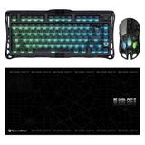 Gravastar V75 Manyetik Kablolu Gaming Klavye, XPro Kablosuz Optik Mouse ve Mousepad Oyuncu Seti (Stealth Black)