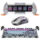 Gravastar V75 Pro Kablolu Manyetik Gaming Klavye, x Pro Kablosuz Optik Mouse ve Dijital Resim Çerçevesi Oyuncu Seti, Cyberpunk