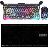 Gravastar V75 Pro Manyetik Kablolu Gaming Klavye, Xpro Kablosuz Optik Mouse ve Mousepad Oyuncu Seti, Neon Graffiti - Çok Renkli