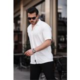 Gray Clothing Erkek Beyaz Oversize Bol Kesim Yazlık Kısa Kollu Gömlek