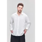 Gray Clothing Erkek Yazlık Terletmeyen Ütü Gerektirmeyen Salaş Oversize Uzun Kollu Gömlek Erkek Gömlek Beyaz - 3XL