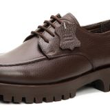 Grayfish. Hakiki Deri Kadın Bağcıklı Kalın Taban Loafer Ayakkabı Kahverengi 37