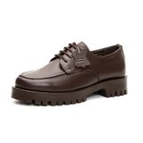 Grayfish. Hakiki Deri Kadın Bağcıklı Kalın Taban Loafer Ayakkabı Kahverengi 38