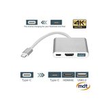 Grc Accessory 3'in 1 Type-c To Hdmi 4k Usb 3.0 Dönüştürücü Adaptör Macbook, Pro 2015 2016 2017 Samsung S8 S9 S10