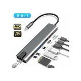 Grc Accessory 8 In 1 RJ45 Ethernet Sd Tf USB Type C Hub Hdmı Girişli Samsung S24 S25 Macbook Pro Ipad Macbook Çevirici Çoğaltıcı