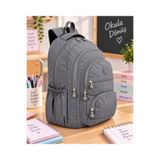 GreandBags Gri A Kalite Lüx Krınkıl Kumaş Çok Bölmeli Okul Çantası Günlük Çanta