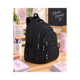 GreandBags Siyah A Kalite Lüx Krınkıl Kumaş Çok Bölmeli Okul Çantası Günlük Çanta
