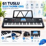 GreaTech 61 Tuşlu Elektronik Dijital Org Piyano Yeni Başlayanlar Için Mikrofonlu Başlangıç Için Demolu Keybord - Siyah