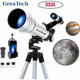 GreaTech F400X70 Profesyonel Astronomik Uzay-Doğa Gözlem Teleskobu 333X Eğitici-Öğretici Yüksek Çözünürlüklü - Beyaz