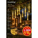 Greathings 10'lu 45 cm Meteor LED Ağaç Işığı Sarı – USB, 2 m Kablo, Asmalı Dekoratif Aydınlatma