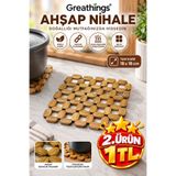 Greathings 18x18 cm Kare Ahşap Boncuk Nihale Isıya Dayanıklı Tencere Çaydanlık Altlığı